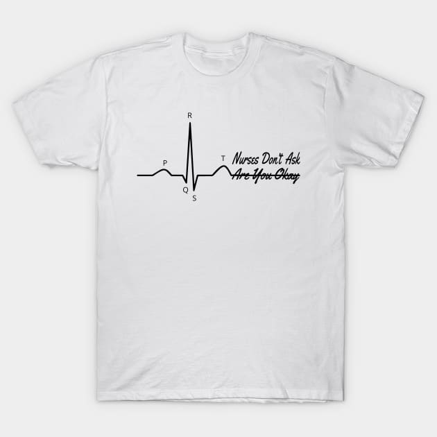 PQRST Funny Nurse Memes Electrocardiogram Wave ECG T-Shirt by Just Kidding Co.